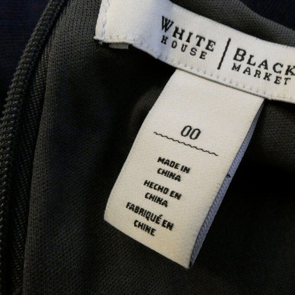 Dress Blue Gray Fitted Sheath ColorBlock Office Holiday Party WHBM Size 00 - Picture 9 of 12